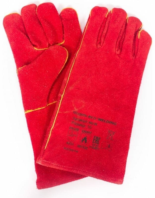 фото Краги спилковые красные с подкладкой