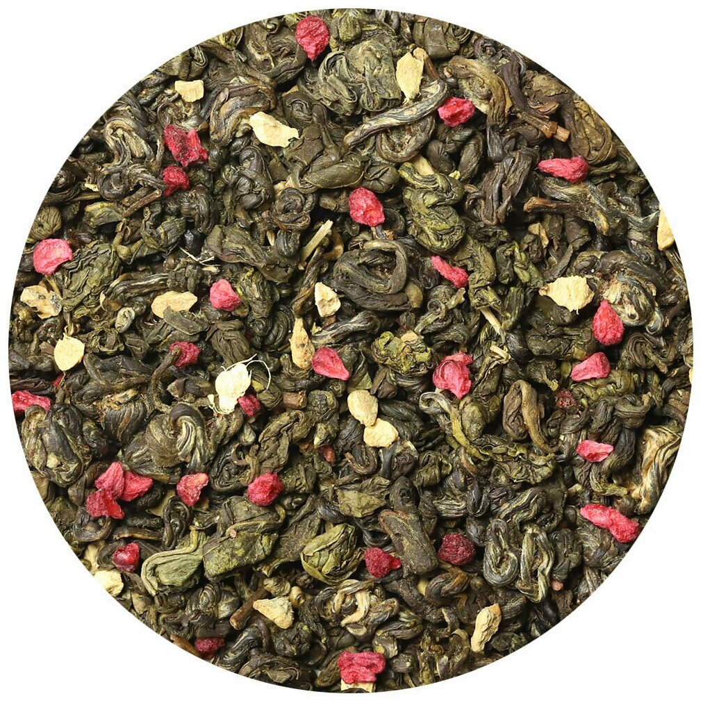 Чай зеленый Малина со сливками и имбирём, 100 г - фотография № 1