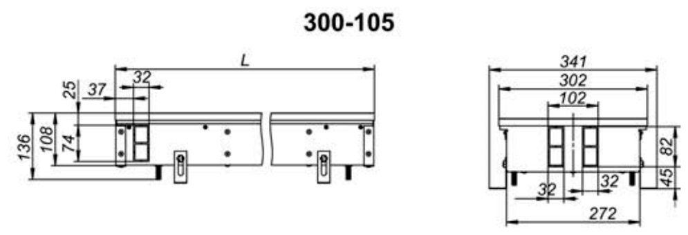 Водяной конвектор Techno Power KVZ 300 - 105 - 700 (внутрипольный / встраиваемый) - фотография № 4