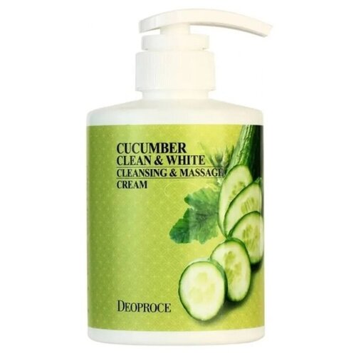 Deoproce Крем для лица c огурцом массажный - Clean&white cleansing massage cream cucumber, 430мл