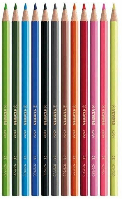 Набор карандашей цветных Stabilo "Swano Color" 12 цв (10+2 флуо) в карт кор - фото №9