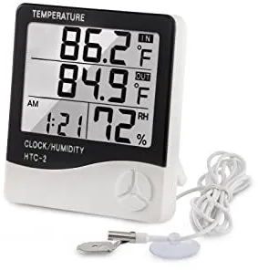 Термометр-гигрометр цифровой электронный комнатный НТС-2. Погодная станция для измерения температуры и влажности, Часы, Будильник c выносным датчиком