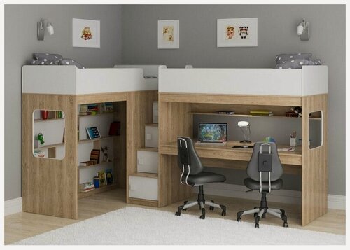 Изображение товара Двухъярусная кровать Легенда CC603-606 сонома/белый спальное место 175х80 см