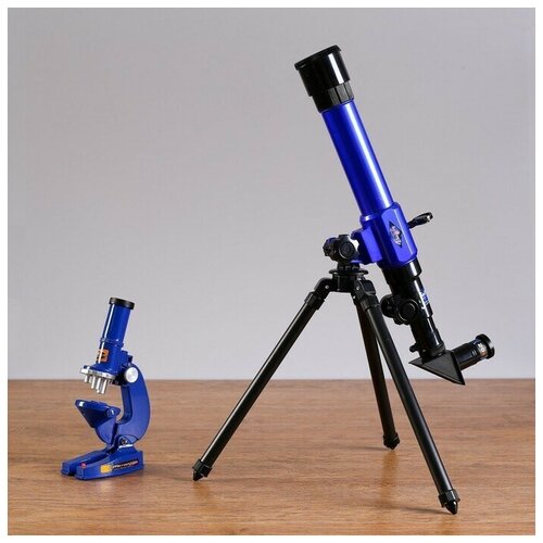 Набор обучающий Опыт: телескоп настольный , сменные линзы 20х/ 30х/ 40х, микроскоп 100х/ 200х/ 450х, инструменты для исследования