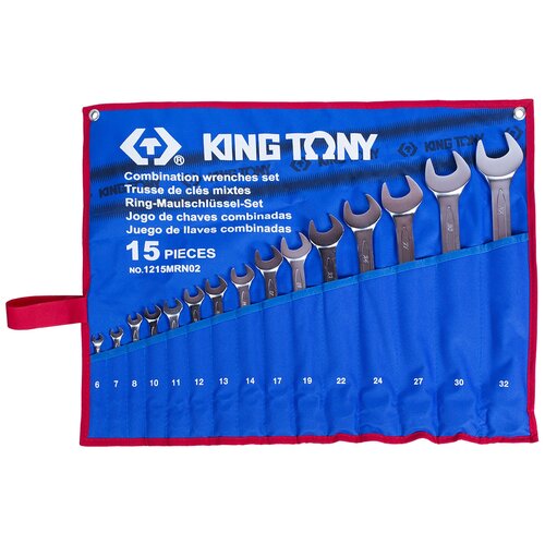 Набор гаечных ключей KING TONY 1215MRN02, 15 предм., серебристый набор гаечных ключей king tony 1214mr 14 предм серебристый