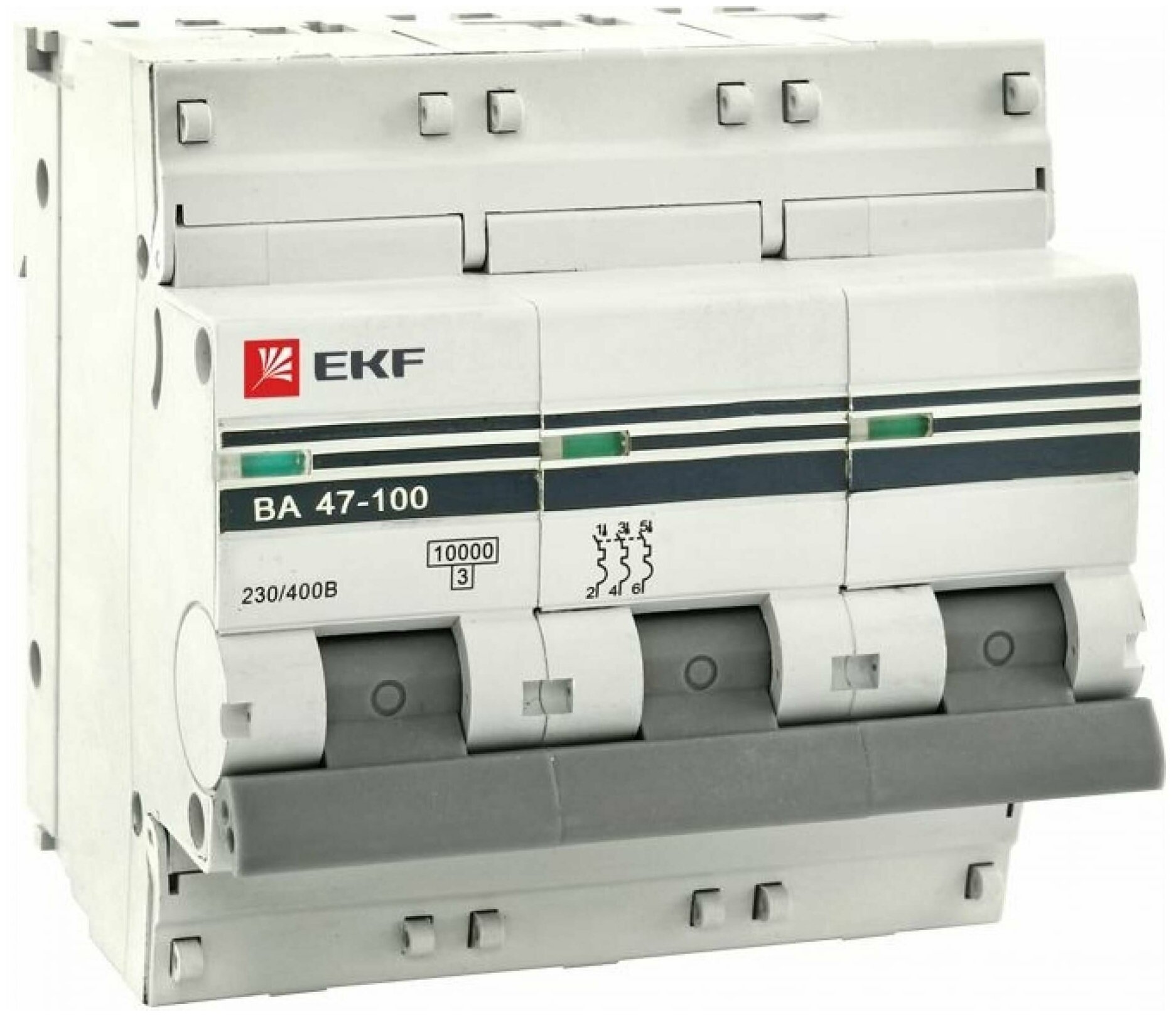 Автоматический выключатель Ekf 3п C 80А 10кА ВА 47-100 PROxima, mcb47100-3-80C-pro
