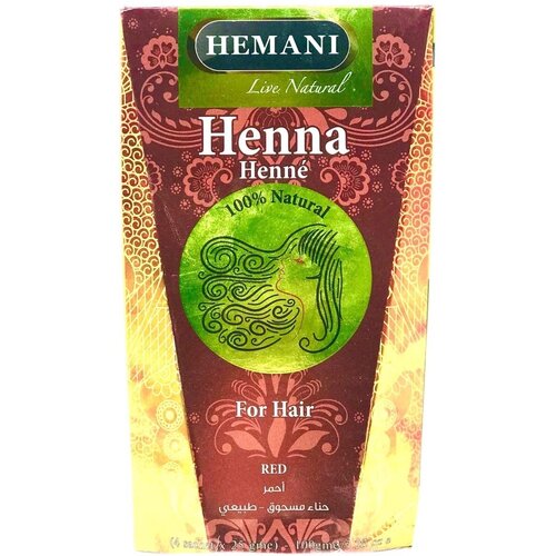 Хна для волос Hemani, 4 пакета по 25 г, Красный