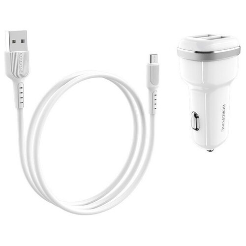 Автомобильное зарядное устройство Borofone BZ13 Extreme + кабель micro-USB, EU, белый