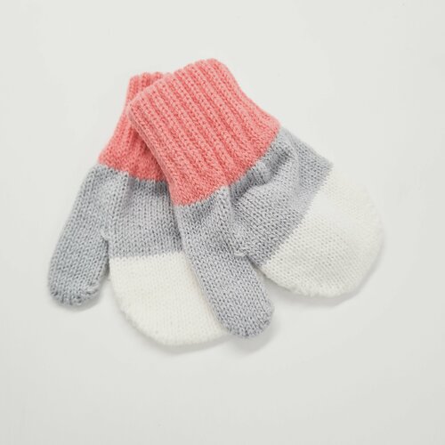 Варежки Margot Bis для девочек демисезонные, размер 12, коралловый, серый