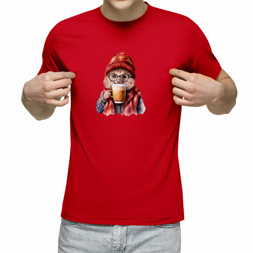мужская футболка ежик с рябиной l черный Футболка Us Basic, размер XL, красный