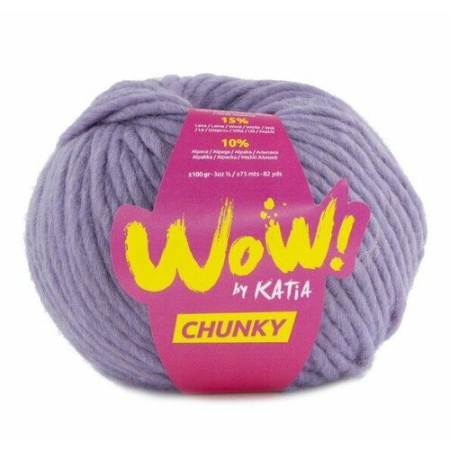 Пряжа Katia Wow-Chunky, 56 сиреневый пряжа katia wow chunky 65 фуксия