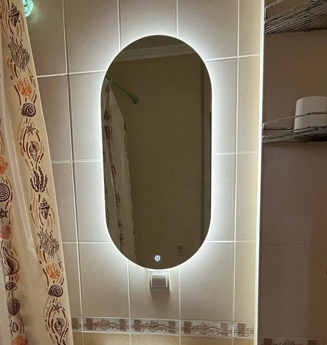 Зеркало для ванной Mirror room 45x85 с LED-подсветкой 4500К, овальное, парящее, без рамы - фотография № 13