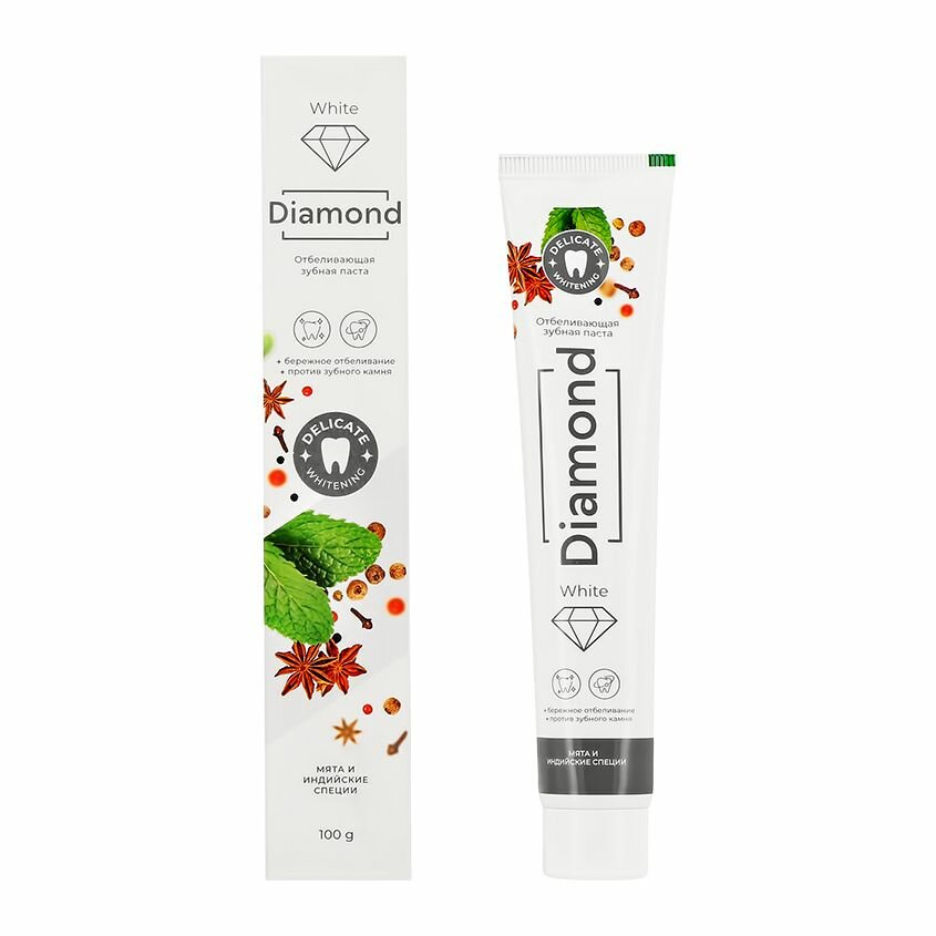 Паста зубная против зубного камня с мятой и индийскими специями White diamond Doral Collection 100г Daxal Cosmetics Pvt.Ltd - фото №2