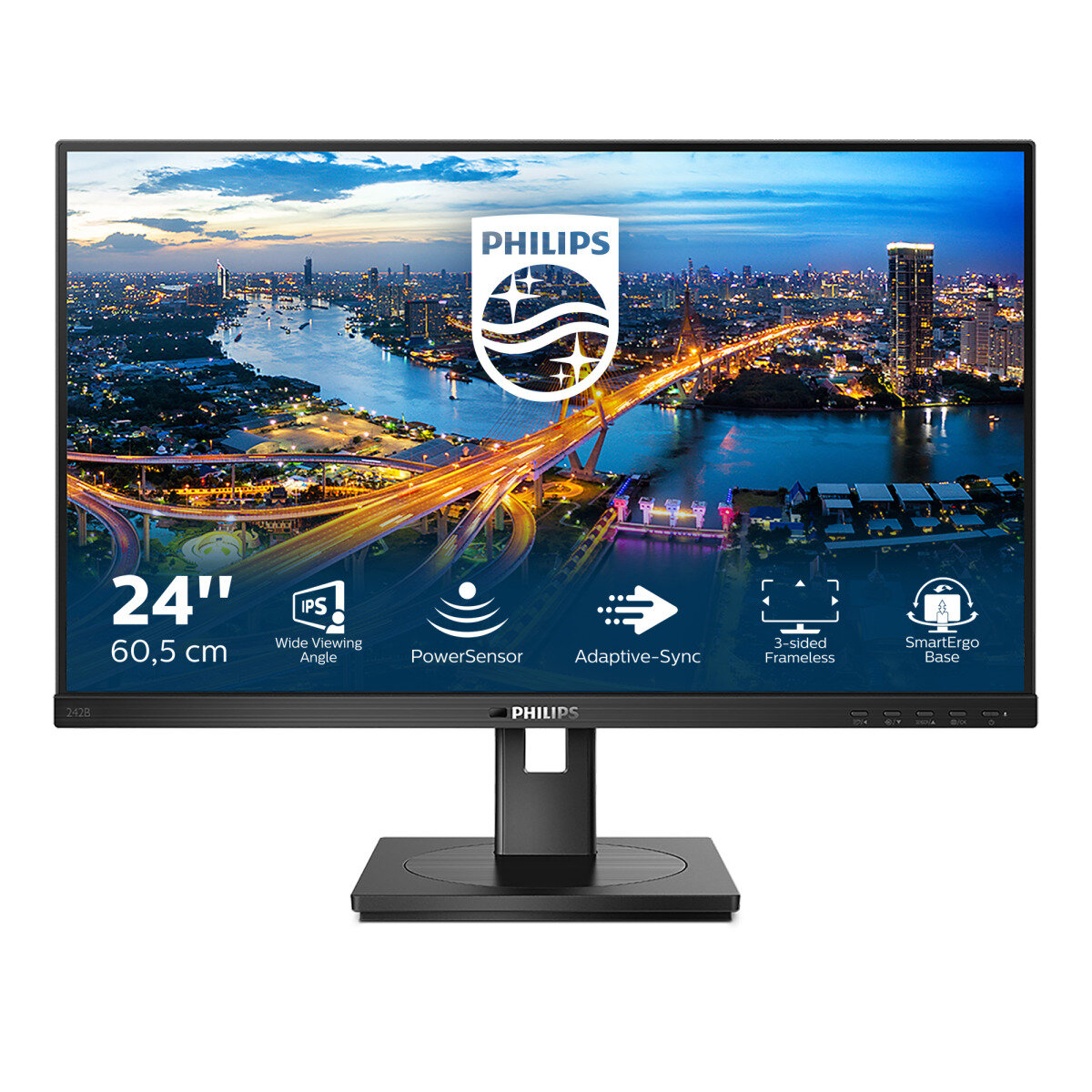 Монитор 23,6" Philips 242B1, FHD IPS, DVI, VGA, HDMI, DP, 4xUSB 3.2 Черный 242B1/00 - фото №6