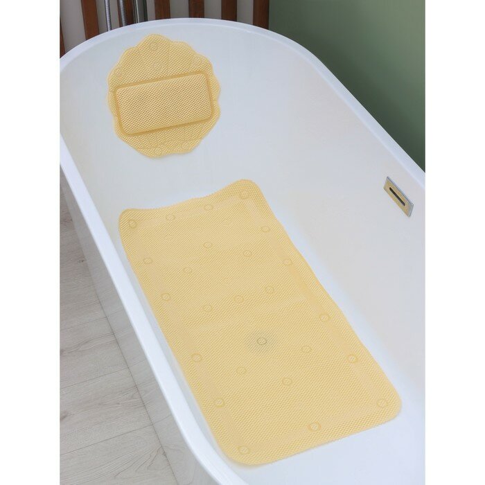 SPA-коврик для ванны с подушкой на присосках "Лотос", цвет бежевый - фотография № 17
