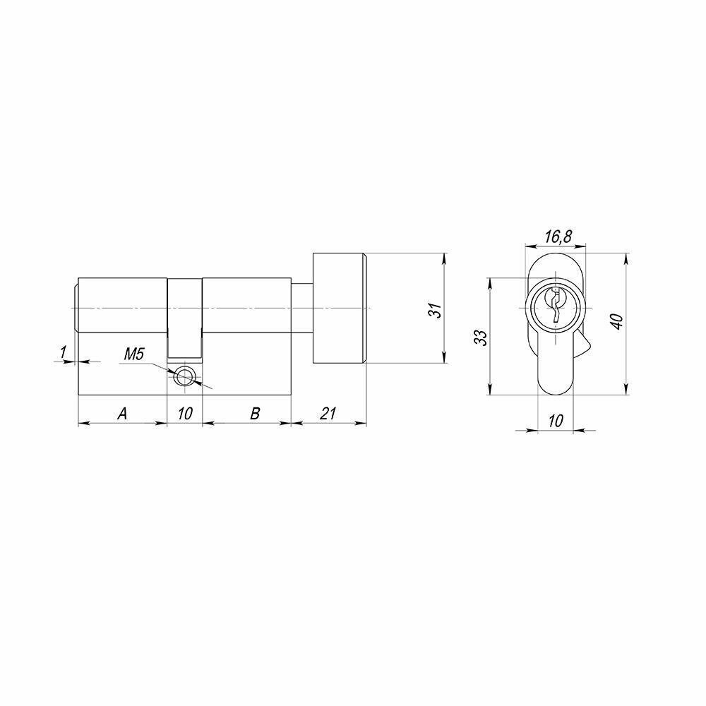 Цилиндровый механизм AJAX (AX102/60) AX1002Knob60 (25+10+25)/HD AB бронза 4Key с вертушкой - фотография № 5