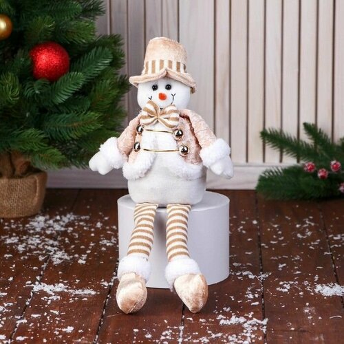 фото Мягкая игрушка "снеговик в полосатом костюме" 14х40 см ma.brand