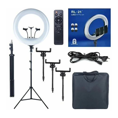 Кольцевая лампа 54 см штатив 2 м пульт 3 держателя для телефона Селфи кольцо LED Soft Ring Light RL-21 534900₽