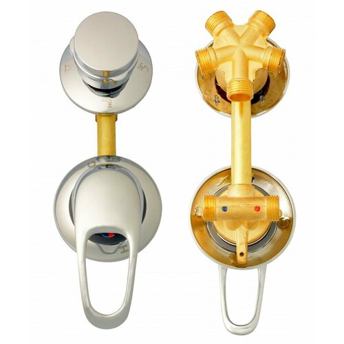 Cмеситель душевой кабины 5 режимов переключения 150 мм резьба под гайку металлические ручки керамические картриджи с силиконовыми уплотнениями корпус латунный хром глянцевый 3800₽