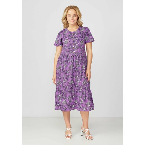 Платье повседневное, размер 54, фиолетовый
