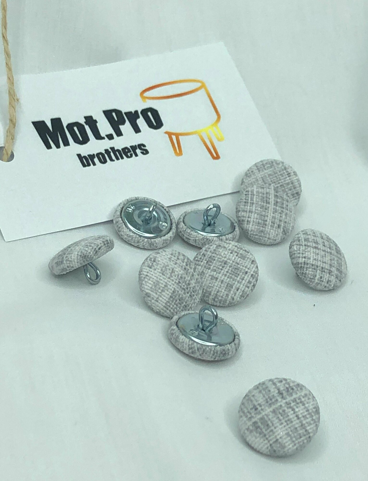 Пуговицы мебельные MotPro.brothers, d-18мм , светло-серая рябь