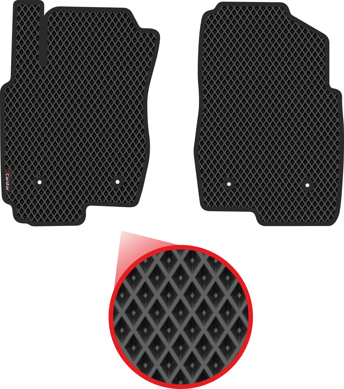 Передние коврики EVA для Faw Besturn X80 (2013-н/в) чёрные с чёрным кантом ячейка - ромб