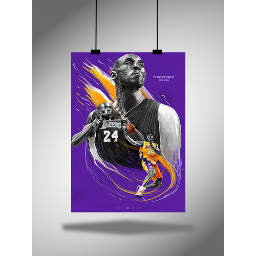 Постер плакат интерьерный на стену баскетбол Коби Брайант 2 А3