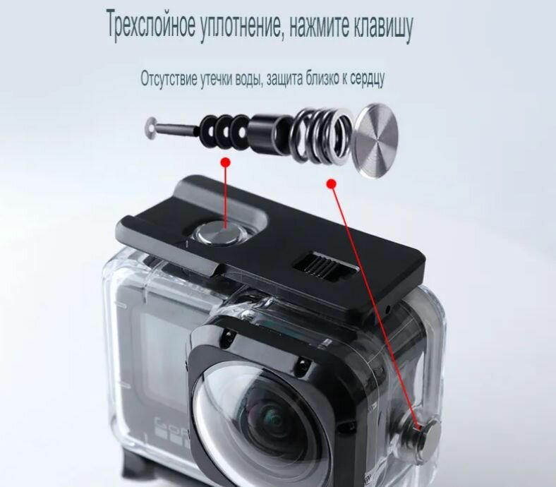 Аквабокс для GoPro 9/10/11 с MAX Lens Mod (линза в комплект не входит) водонепроницаемый аквабокс