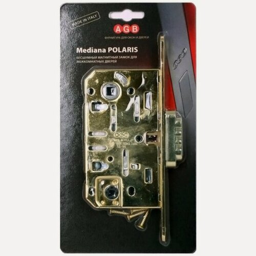 Изображение товара Замок межкомнатный магнитный Agb MEDIANA POLARIS WC+отв. планка, золото (B06102.50.03.567)