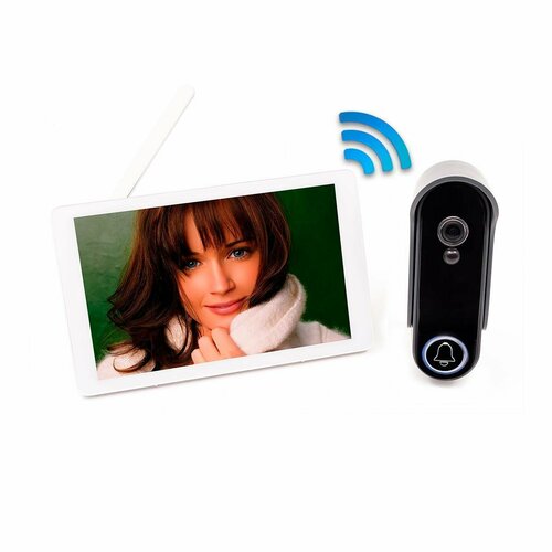 Цветной Wi-Fi HD домофон 7 дюймов TUYA с аккумулятором - SkyNet 1100-Tuya (1+0)-TFT (W5365RU) и беспроводная WiFi аккумуляторная вызывная панель.
