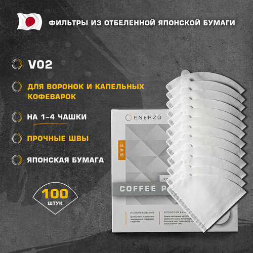 Фильтры для кофе Enerzo V02 бумажные отбеленные конической формы 100 шт 465₽
