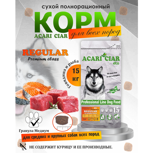 Сухой корм для собак Regular с говядиной и рыбой 15 кг гранула медиум