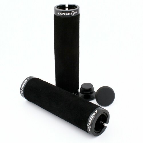 Грипсы для велосипеда Energy Leather, 130 мм, черные, с кольцами