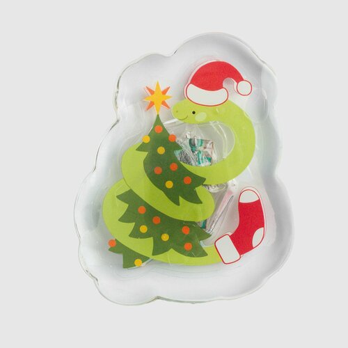 Наклейка, 6х8 см, с подсветкой, многоразовая, термопластик, Змея в колпаке, Christmas decal комбинированный, разноцветный