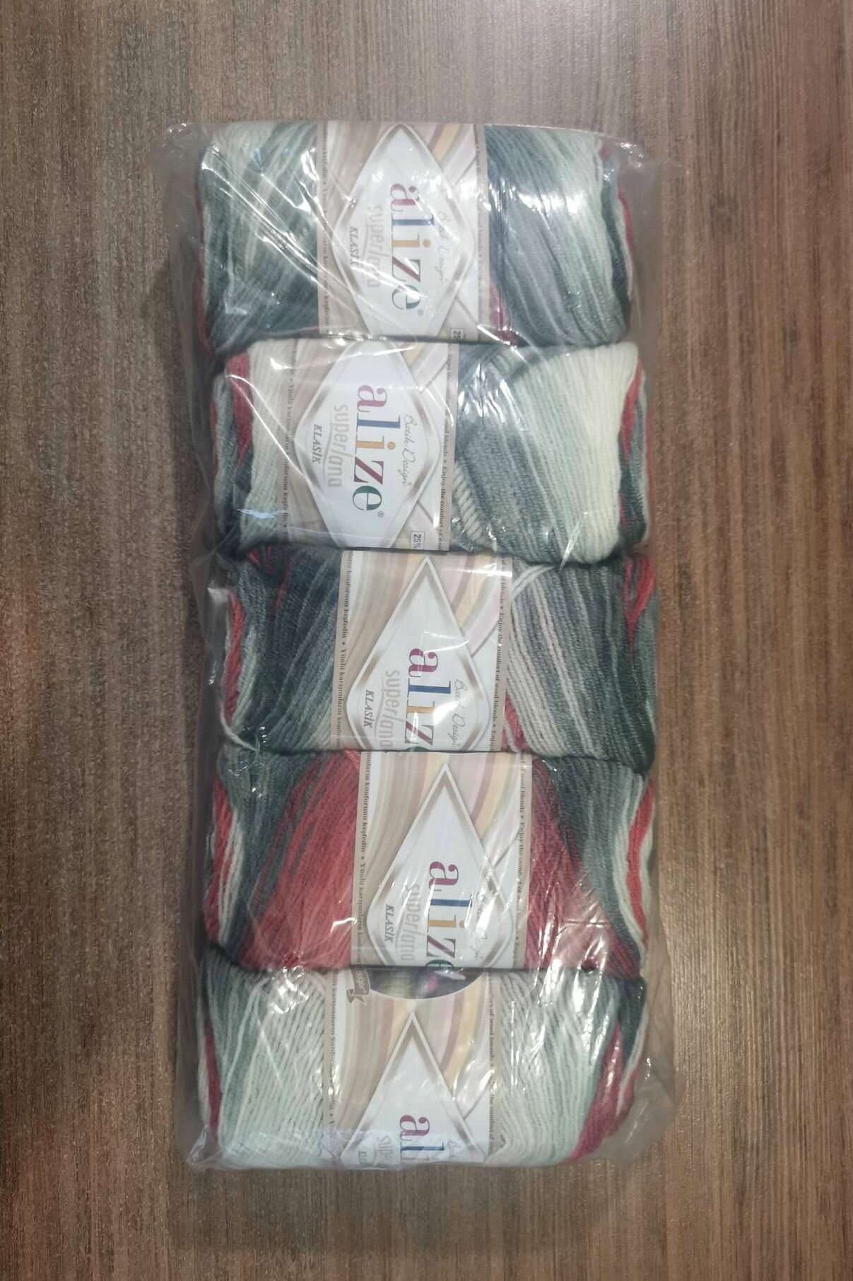 Пряжа Суперлана Классик Батик Alize (Superlana Klasik Batik) упаковка 5 мотков 100 гр. 280 м. 25% шерсть 75% акрил цвет 5740