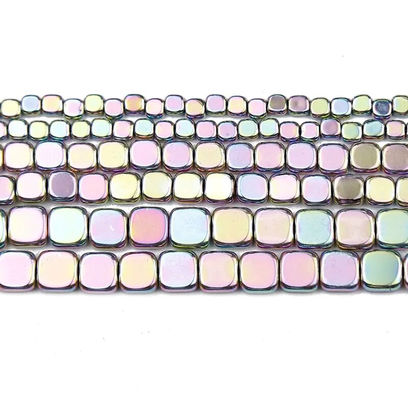 Бусины квадратные гематитовые Light Purple 6x6 мм (65 шт.)