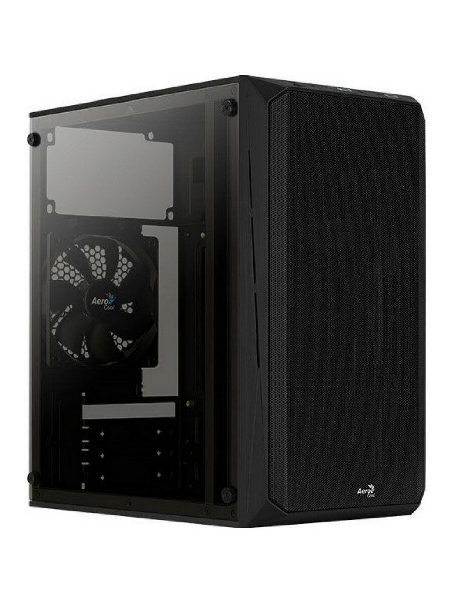 Корпус mATX AeroCool 4710562759372 черный, без БП, боковая панель из закалённого стекла, USB 3.0, USB 2.0, audio - фото №1
