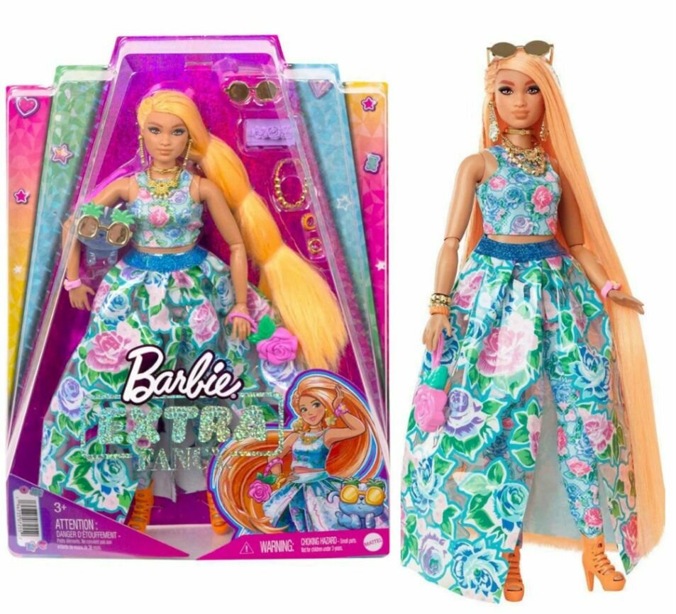 Барби Экстра Barbie Extra Fancy в цветочном костюме HHN14
