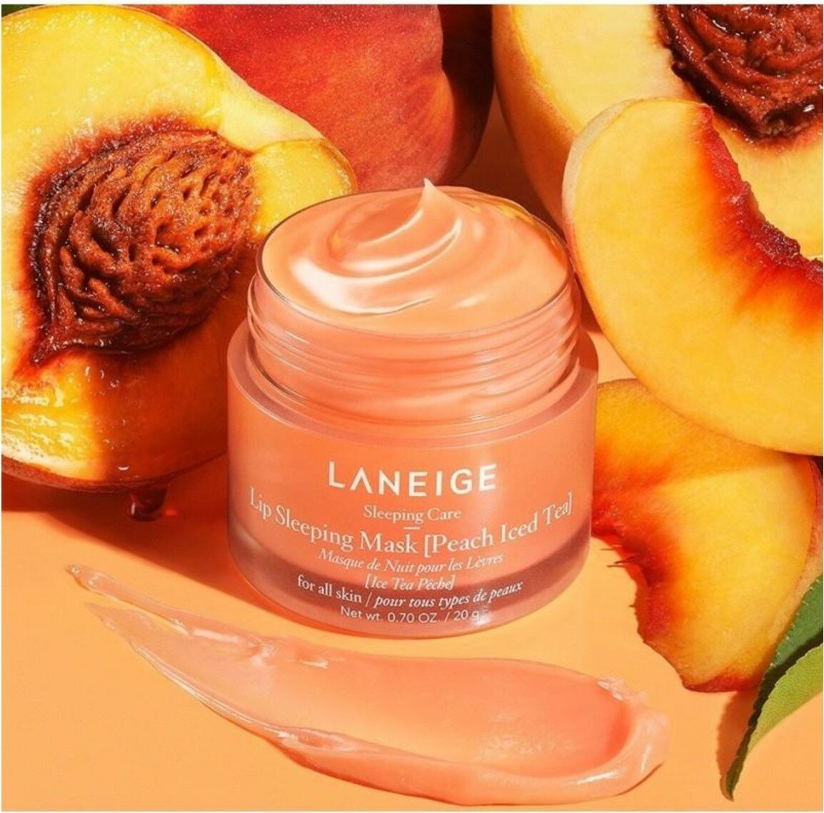 Ночная маска для губ персиковый чай со льдом Laneige Lip Sleeping Mask Peach Iced Tea 20 гр — фото 1