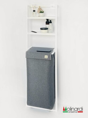 Изображение товара Корзина для белья и стеллажом с полками для хранения узкая К5-СБ