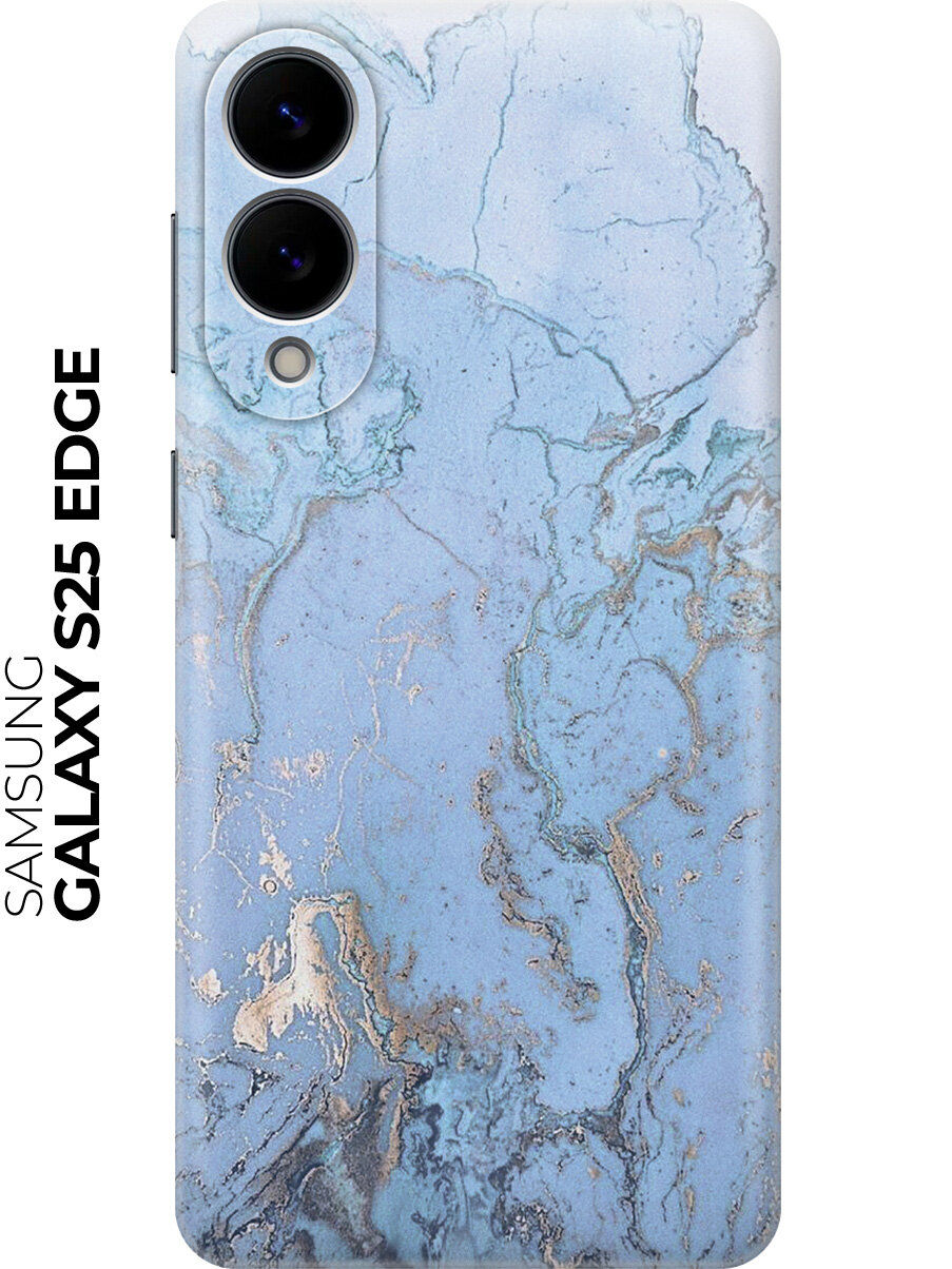 Силиконовый чехол на Samsung Galaxy S25 Edge с принтом "Голубой мрамор"