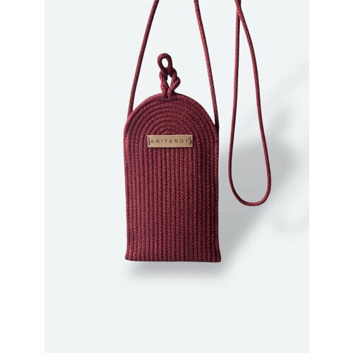 фото Сумка кросс-боди knit knot, фактура рельефная, бордовый