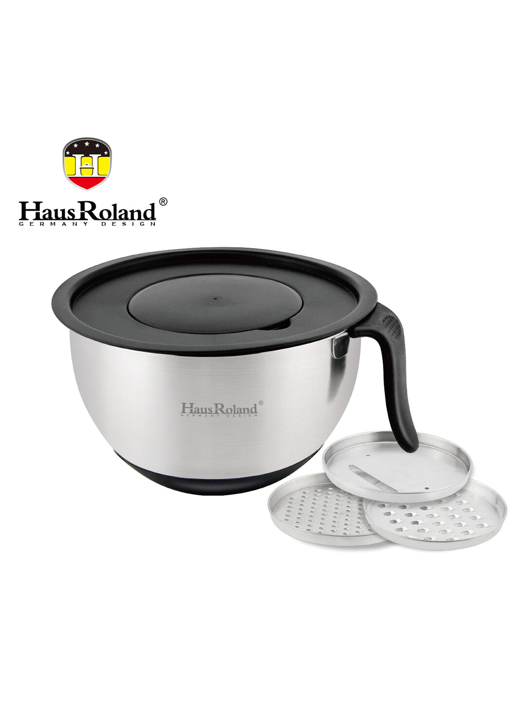 Миска HausRoland 20×12.5 см с крышкой и 3 тёрками из нержавеющей стали