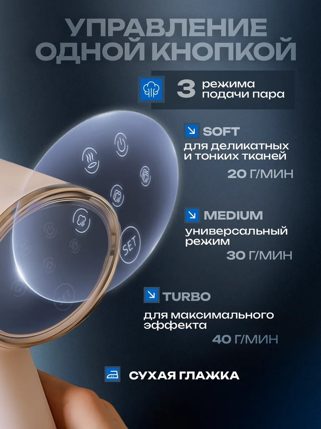 Отпариватель ручной для одежды, вертикальный - Белый — фото 1