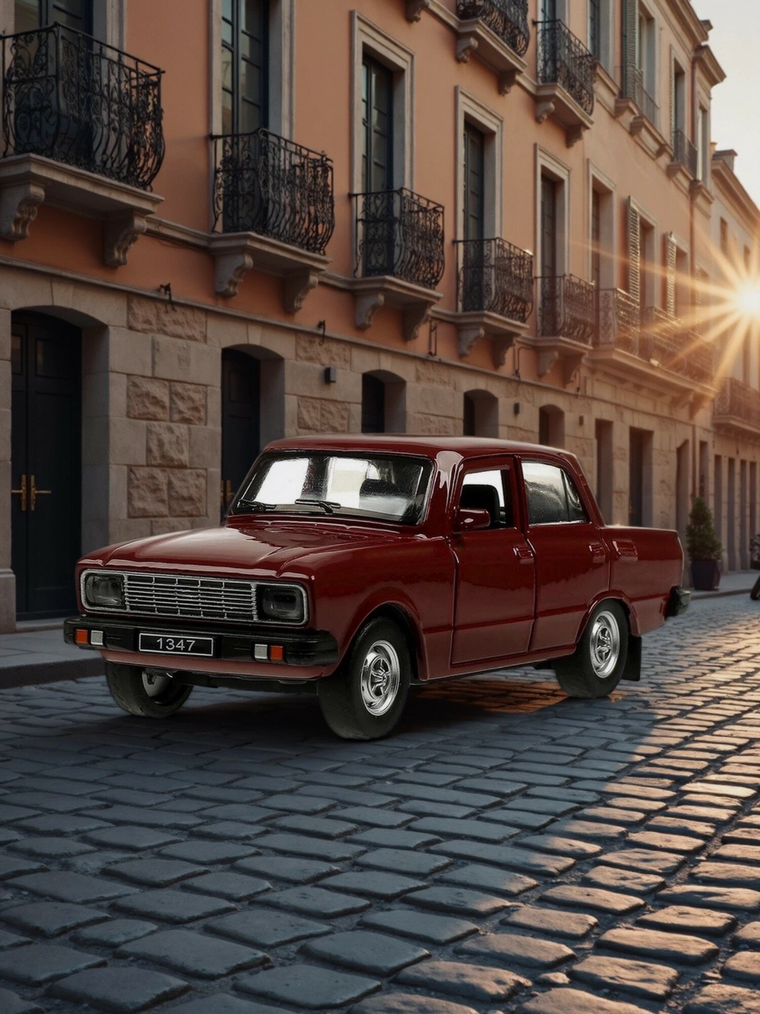 Машинка металлическая инерционная Технопарк ретро-модель 2140 ,12,5 см, вишневая