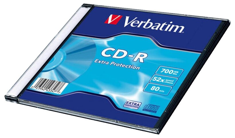 Диск Verbatim CD-R 700Mb 52x Slim case (1шт)