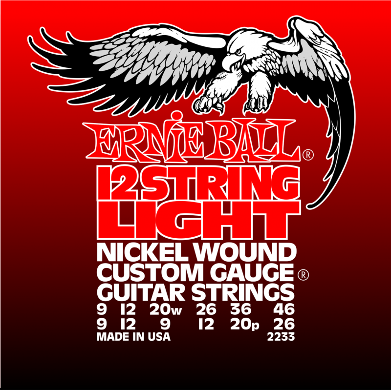 Ernie Ball 2233 струны для 12стр. эл. гитары Nickel Light 12 (9-9.12-12.20w-9.26-12.36-20p.46-26)