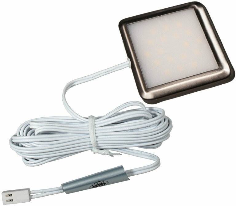 Светильник светодиодный накладной 12V, LED 18-12, 3000К, металлическая рамка, цвет никель матовый