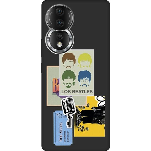 Матовый Soft Touch силиконовый чехол на Honor 80 / Хонор 80 с 3D принтом Beatles Stickers черный матовый soft touch силиконовый чехол на honor 80 хонор 80 с 3d принтом corgimania черный