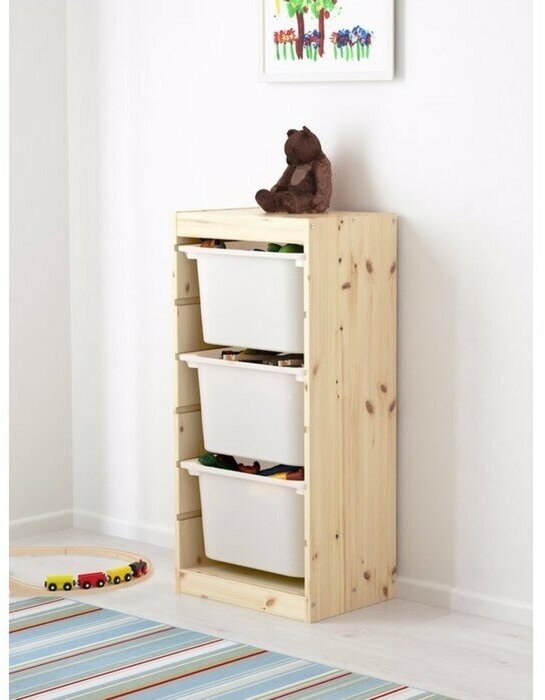 фото Стеллаж TROFAST 1 с контейнерами вертикальный, Массив сосны 9623372